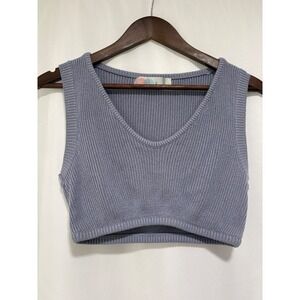 Free People FP Beach Women's XS Dusty Purple Ribbed Knit Cropped Sweater Tank